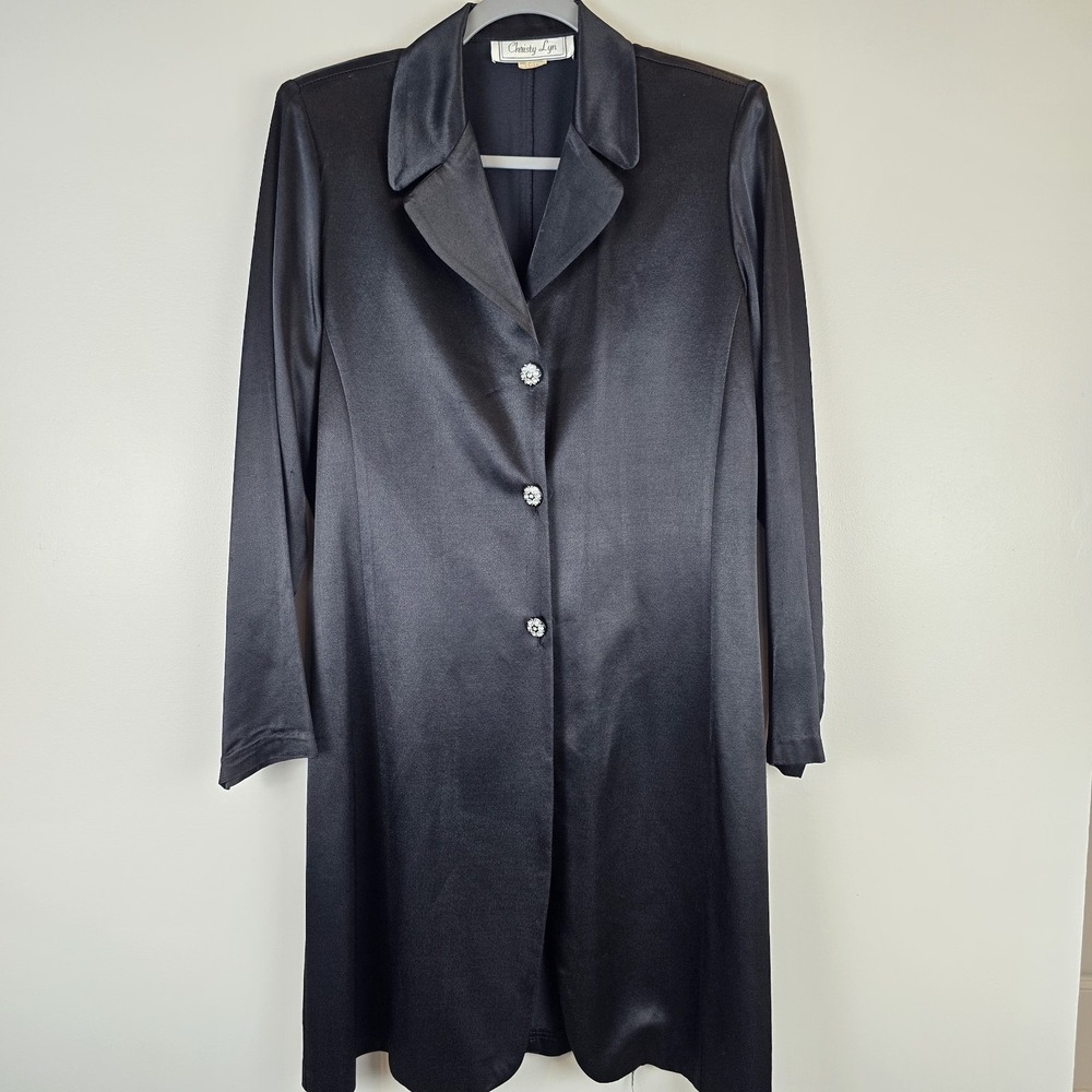 Vtg Christy Lynn Womens Black Shirt Blazer Dress Womens 13/14 Black.A67‎